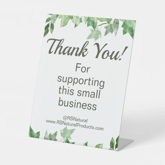 Vielen Dank an das kleine Unternehmen Sockelschild (Vorderseite)