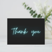 Vielen Dank an das moderne Schwarz Türkis Neon Scr Dankeskarte (Stehend Vorderseite)
