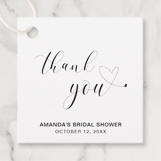 Vielen Dank an das Schwarz-Weiß-Herz-Brautparty Geschenkanhänger (Vorderseite)