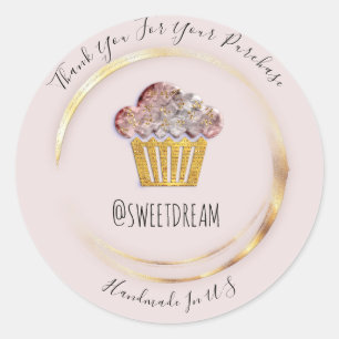 Vielen Dank an den grauen Gold Sweet Muffin Food O Runder Aufkleber