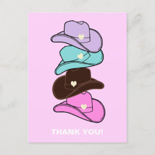 Vielen Dank an den modernen Cowboy Hat Stack Pink Postkarte