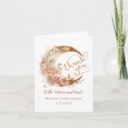 Vielen Dank an den Mond Gold Blumenmond Danke Karte (Vorderseite)