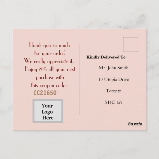 Vielen Dank an den neuen Kunden. Postkarte (Rückseite)