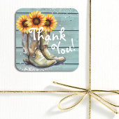 Vielen Dank an den rustikalen Western Sonnenblumen Quadratischer Aufkleber