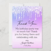 Vielen Dank an die 16 lila tropfenden Glitzer mode Mitteilungskarte (Vorderseite)