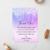 Vielen Dank an die 16 lila tropfenden Glitzer mode Mitteilungskarte (Vorderseite/Rückseite Beispiel)