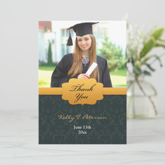 Vielen Dank an die Black Gold Foto Card Dankeskarte (Stehend Vorderseite)