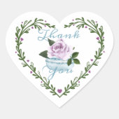 Vielen Dank an die Blumenfloral Blue Macaron Bäcke Herz-Aufkleber (Vorderseite)