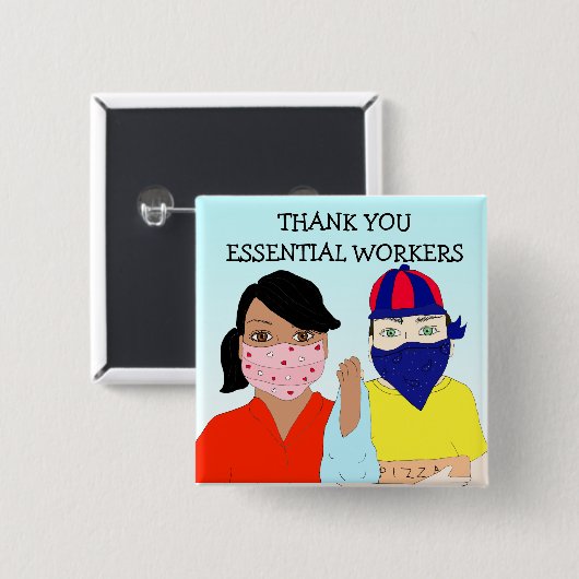 Vielen Dank an die essenziellen Mitarbeiter Button (Vorne & Hinten)