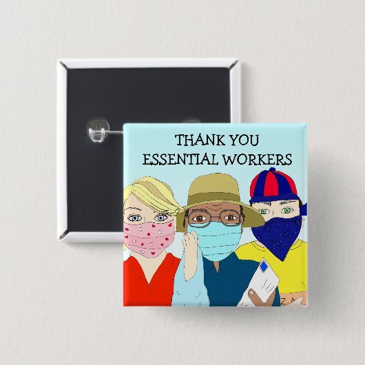 Vielen Dank an die essenziellen Mitarbeiter Button (Vorne & Hinten)