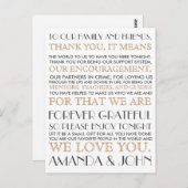 Vielen Dank an die Hochzeitsgäste Postkarte (Vorne/Hinten)