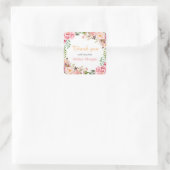 Vielen Dank an die Liebe Romantic Chic Floral Wrea Quadratischer Aufkleber (Tasche)