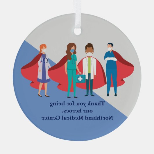Vielen Dank an die Mitarbeiter des Gesundheitswese Ornament Aus Glas (Rückseite)