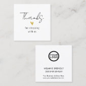 Vielen Dank an die moderne Gold Heart Square Busin Quadratische Visitenkarte (Vorne/Hinten)