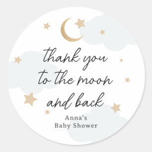 Vielen Dank an die Moon and Back Baby Shower Runder Aufkleber