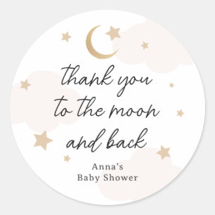 Vielen Dank an die Moon and Back Baby Shower Runder Aufkleber