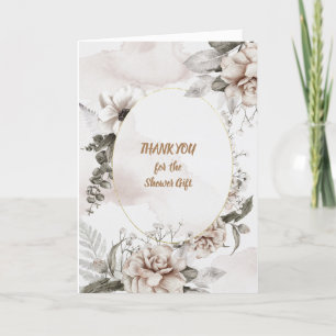 Vielen Dank an die Rose Watercolor White und Tan Dankeskarte