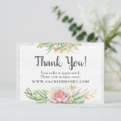 Vielen Dank an die Rustic Watercolor Succulent Wüs Einladung (Stehend Vorderseite)