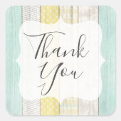 Vielen Dank an die Rustikale Holzminte & Yellow Bo Quadratischer Aufkleber (Vorderseite)