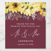 Vielen Dank an die rustikale Sonnenblumenburgund Weinetikett (Einzelnes Label)