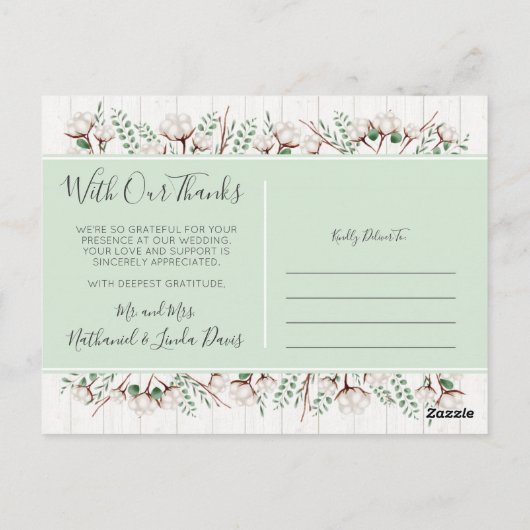 Vielen Dank an die Rustikale Südliche Baumwolle & Postkarte (Rückseite)