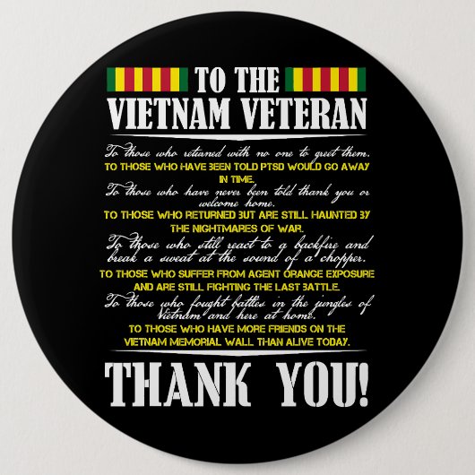 Vielen Dank an die vietnamesischen Veteranen tapfe Button (Vorderseite)
