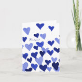 Vielen Dank an die Watercolor Hearts - Blue Card Karte (Vorderseite)