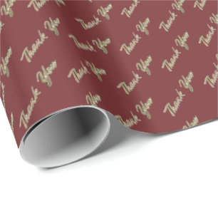 Vielen Dank an Elegant Burgundy Gold Typografy Pat Geschenkpapier