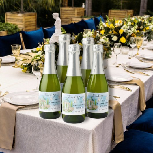 Vielen Dank an Gazebo Blume taucht Wedding Luxury Schaumweinetikett