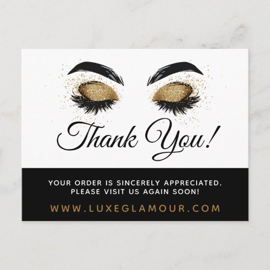 Vielen Dank an Glamour Gold Eye Lashes Makeup Coup Postkarte (Vorderseite)