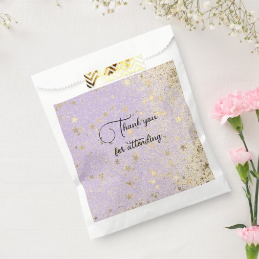 Vielen Dank an Glittery Gold Stars auf Lavender Geschenktütchen (Versiegelt)
