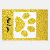Vielen Dank an Gold Glitzer Paw Prints Niedlich Ho Geschenkpapier Set (Vorderseite 2)