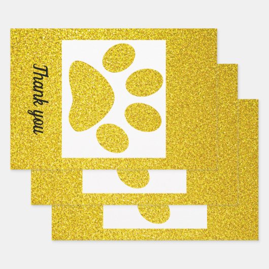 Vielen Dank an Gold Glitzer Paw Prints Niedlich Ho Geschenkpapier Set (Set)