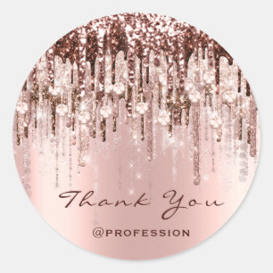 Vielen Dank an kleine Tropfen Rose Tropfen Blush Runder Aufkleber