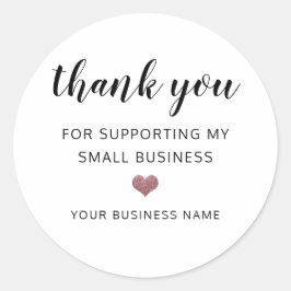 Vielen Dank an kleine Unternehmen Rose Gold Glitze Runder Aufkleber