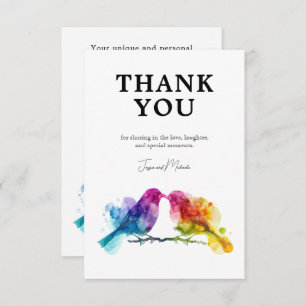 🌈 Vielen Dank an LGBTQ+ Rainbow Lovebirds Dankeskarte