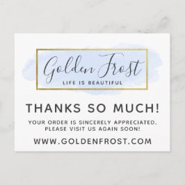 Vielen Dank an Light Blue Watercolor & Gold 4-Foto Postkarte