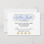 Vielen Dank an Light Blue Watercolor & Modern Gold Einladung (Rückseite)