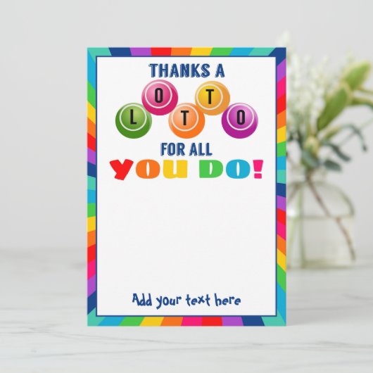 Vielen Dank an Lotto für alle, die Sie freiwillig Einladung (Stehend Vorderseite)