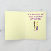 Vielen Dank an meinen Kunstlehrer mit Cartoon Dankeskarte (Innenseite)