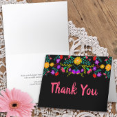 Vielen Dank an Mexikanische Fiesta Blume Schwarze Dankeskarte