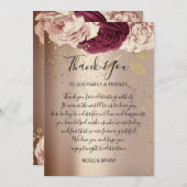 Vielen Dank an Monogram Pink Florals Marsala Rose Einladung (Vorne/Hinten)