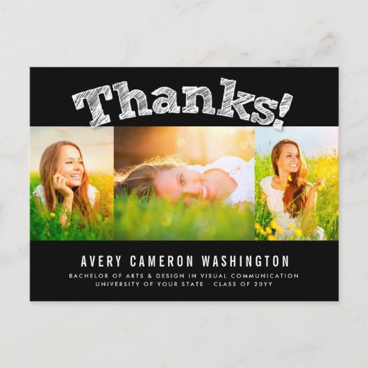 Vielen Dank an Multi 3 Foto Abschluss Vielen Dank Postkarte (Vorderseite)
