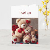 Vielen Dank an Niedlich Cuddling Teddy Liebe Heart Karte (Gelbe Blume)