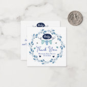 Vielen Dank an niedliche Babydusche blau botanisch Mitteilungskarte (Vorderseite/Rückseite Beispiel)