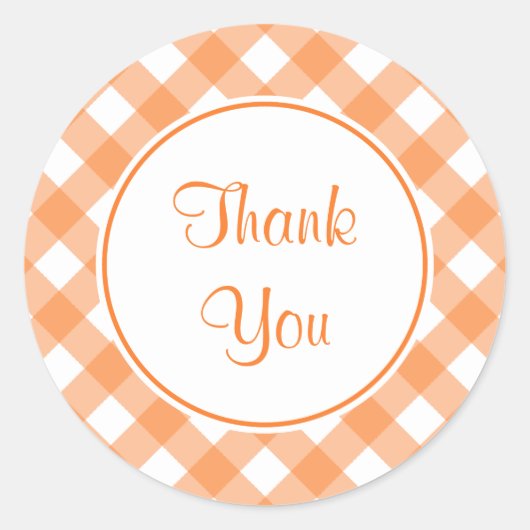 Vielen Dank an Orange Gingham Stickers (Vorderseite)