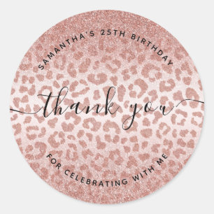 Vielen Dank an Rose Gold Animal Print Gradient Runder Aufkleber