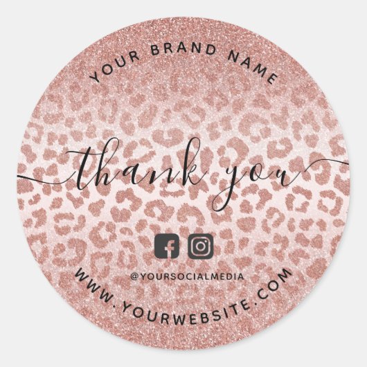 Vielen Dank an Rose Gold Animal Print Gradient Runder Aufkleber (Vorderseite)