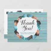 Vielen Dank an Rustic Türkise Wood Feather Arrow B Postkarte (Vorne/Hinten)