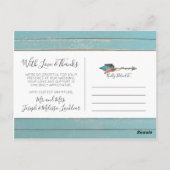Vielen Dank an Rustic Turquoise Feathers Boho Arro Postkarte (Rückseite)